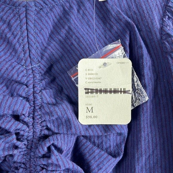 Navy Blue Ruched Open-Back Top - Picture 8 of 9